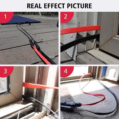 10AWG Super Flat Solar Cable Connector, 50A Photovoltaic Extension Cable Flat Feed Through Balcony Door and Window Solar Power Wire for Solar Panel RV Boats Household Energy System 1.3FT in Saudi Arabia