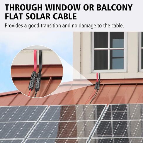 10AWG Super Flat Solar Cable Connector, 50A Photovoltaic Extension Cable Flat Feed Through Balcony Door and Window Solar Power Wire for Solar Panel RV Boats Household Energy System 1.3FT in Saudi Arabia
