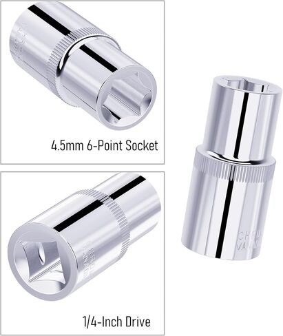 2PCS 4.5mm Shallow Socket, 1/4 Inch Drive, 6-Point, Metric, Heat Treated CR-V Steel Short Sockets, Full Polishing, 1 Inch Length in Saudi Arabia