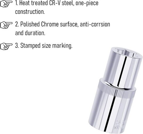 2PCS 4.5mm Shallow Socket, 1/4 Inch Drive, 6-Point, Metric, Heat Treated CR-V Steel Short Sockets, Full Polishing, 1 Inch Length in Saudi Arabia