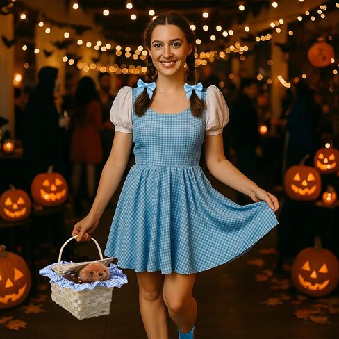 مجموعة أزياء Jenpen Halloween للنساء ، كتاب قصص سلة النزهة المصغرة مع الكلب الفخم ، جوارب الشعر الأزرق ، in Saudi Arabia