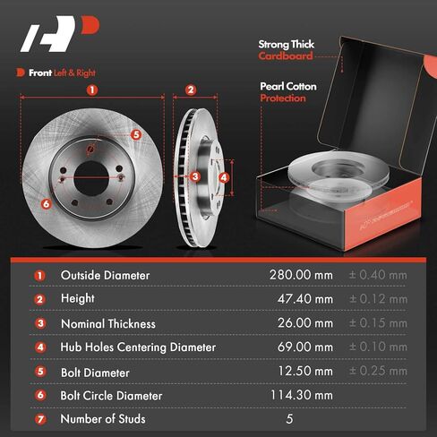 A -Premium 10.50 in (266.7mm) دوارات فرامل القرص المحفورة والاحتوارية + مجموعة منصات السيراميك المتوافقة مع Chevy و GMC و Buick و Cadillac و Oldsmobile - Models Blazer و S10 و Jimmy و Sonoma و Syclone in Saudi Arabia