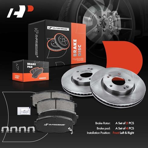 A -Premium 10.50 in (266.7mm) دوارات فرامل القرص المحفورة والاحتوارية + مجموعة منصات السيراميك المتوافقة مع Chevy و GMC و Buick و Cadillac و Oldsmobile - Models Blazer و S10 و Jimmy و Sonoma و Syclone in Saudi Arabia