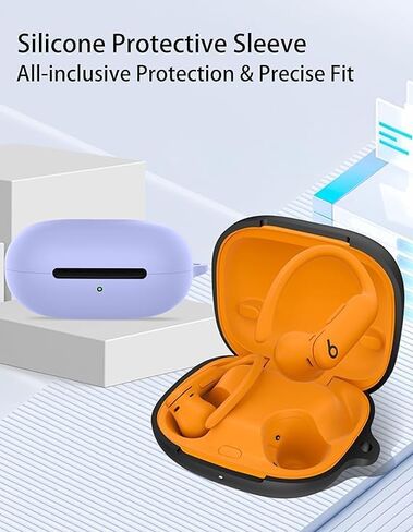 JUSY متوافق مع Beats Powerbeats Pro 2 Case Cover Hollow Design Anti-Lost & Shockproof سهلة الحمل مع حالة واقية من سلسلة المفاتيح ، الوردي in Kuwait