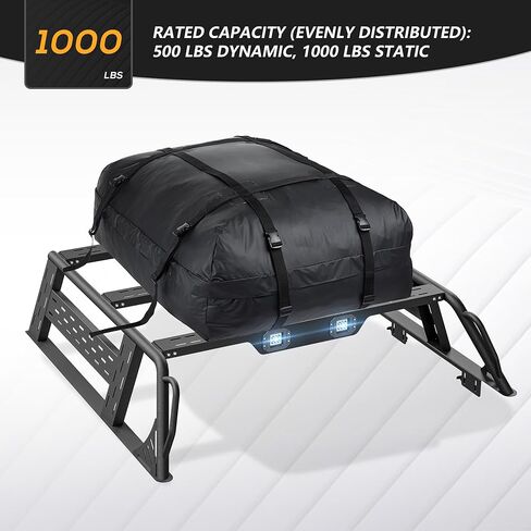 for Tacoma Ladder Bed Rack 16.7" High Overland Truck Full-Size Cargo Racks with 2 Led Lights Compatible for 2016-2025 Toyota Tacoma with Bed Rails, Heavy Duty 1000 LBS Truck Rear Cross Bars in Kuwait