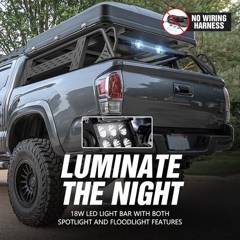 for Tacoma Ladder Bed Rack 16.7" High Overland Truck Full-Size Cargo Racks with 2 Led Lights Compatible for 2016-2025 Toyota Tacoma with Bed Rails, Heavy Duty 1000 LBS Truck Rear Cross Bars in Kuwait