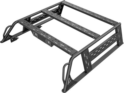 for Tacoma Ladder Bed Rack 16.7" High Overland Truck Full-Size Cargo Racks with 2 Led Lights Compatible for 2016-2025 Toyota Tacoma with Bed Rails, Heavy Duty 1000 LBS Truck Rear Cross Bars in Kuwait