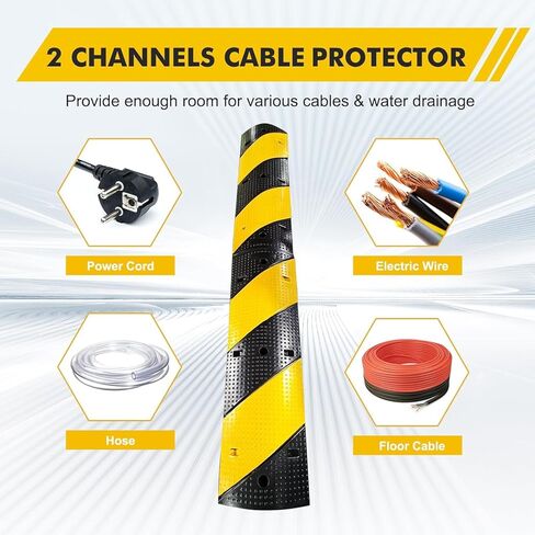 2 حزمة 72 "نتوءات سرعة المطاط ، 25000 رطل الحمل سرعة السعة الحدب مع 8 مسامير المسامير ، الشريط الأصفر العاكس ، عثرة سرعة حركة المرور لطريق درب الحصى الخرساني الإسفلت in Kuwait