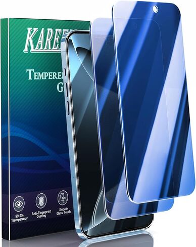 KAREEN 2 Pack Screen Protector for iPhone 15 Tempered Glass Film 6.1-inch, 9H Hardness, Anti Scratch, Bubble Free, Easy to Install, Case Friendly in Saudi Arabia