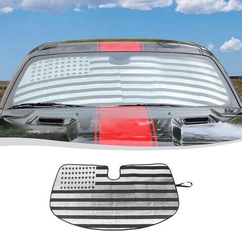 Voodonala لـ Dodge Challenger 2009-2024 Front Windshield Sunshade Cover متوافق مع Dodge Challenger 2009-2024 (مع نمط علم الولايات المتحدة) in Saudi Arabia