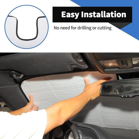 Voodonala لـ Dodge Challenger 2009-2024 Front Windshield Sunshade Cover متوافق مع Dodge Challenger 2009-2024 (مع نمط علم الولايات المتحدة) in Saudi Arabia
