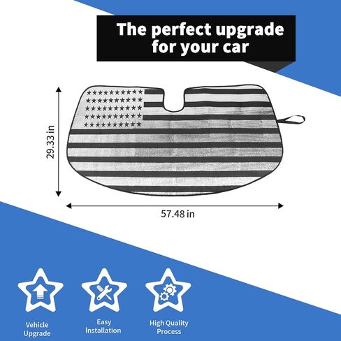 Voodonala لـ Dodge Challenger 2009-2024 Front Windshield Sunshade Cover متوافق مع Dodge Challenger 2009-2024 (مع نمط علم الولايات المتحدة) in Saudi Arabia
