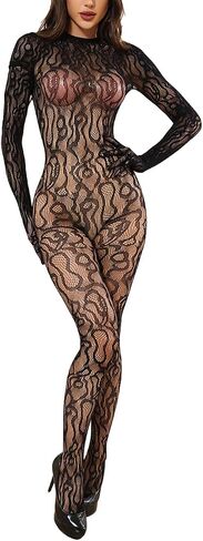 Women Fishnet Bodysuit Mesh One Piece Sexy Bodystockings Lingerie in Saudi Arabia
