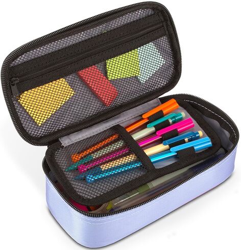 Five Star Pencil Pouch, Pen Case, Storage Organizer for School Supplies Earbuds Chargers Cables Makeup, High-Capacity, Fits 3 Ring Binder, Lilac Berry (500211F-ECM) in Kuwait