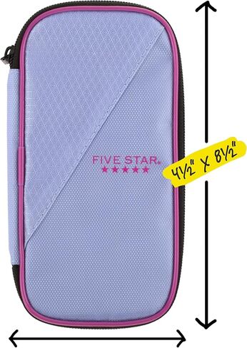 Five Star Pencil Pouch, Pen Case, Storage Organizer for School Supplies Earbuds Chargers Cables Makeup, High-Capacity, Fits 3 Ring Binder, Lilac Berry (500211F-ECM) in Kuwait