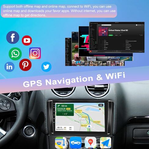 4+64G Android Car Stereo for Mercedes Benz ML GL ML350 GL450 W164 GL320 X164 ML500 ML280 GL350 2005-2011, Wireless Carplay & Android Auto - 9 Inch IPS Touchscreen, 32EQ DSP, WiFi, GPS, Mirror Link in Saudi Arabia