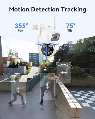 Security Camera Outdoor Wireless, Dual Lens 2K (3MP+3MP) 355° PTZ Home Security WiFi Camera Outside Surveillance Indoor, 2.4G WiFi, PIR Human Detection, Auto Tracking, Color Night Vision, Black in Saudi Arabia
