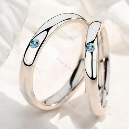 925 Stearling Silver Aquamarine Anime Band Promise Ring For Him Amime Movie Yuta March Birthstone Statement Minimalist Band BY ZENITHCRAFTSS in Saudi Arabia