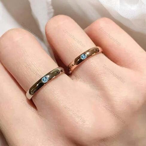 925 Stearling Silver Aquamarine Anime Band Promise Ring For Him Amime Movie Yuta March Birthstone Statement Minimalist Band BY ZENITHCRAFTSS in Saudi Arabia
