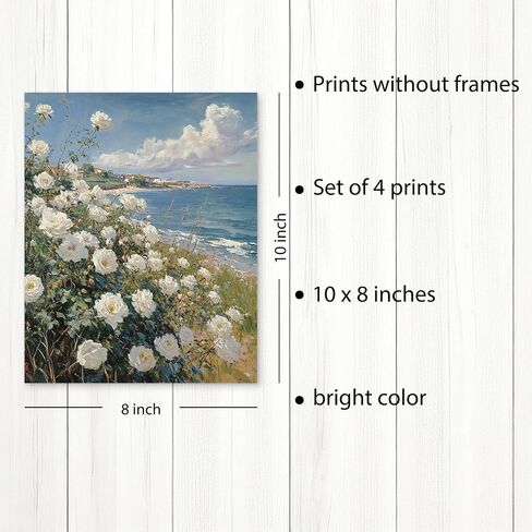 PUHEI Summer Floral Wall Art Prints Set of 4, Summer Yellow Daisy Flower Wall Posters Decor for Farmhouse Home Living Room Porch Patio, Floral Poster Prints (8x10 Inches UNFRAMED) in Saudi Arabia
