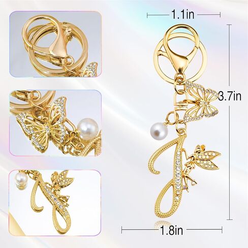 Initial Keychain Bag Charm Women Purse Charms for Handbags Accessories Charm for Wallet Butterfly Pendant for Girls in Saudi Arabia