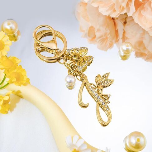 Initial Keychain Bag Charm Women Purse Charms for Handbags Accessories Charm for Wallet Butterfly Pendant for Girls in Saudi Arabia