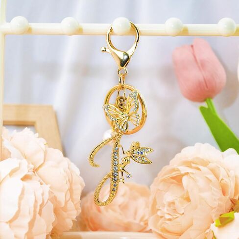 Initial Keychain Bag Charm Women Purse Charms for Handbags Accessories Charm for Wallet Butterfly Pendant for Girls in Saudi Arabia