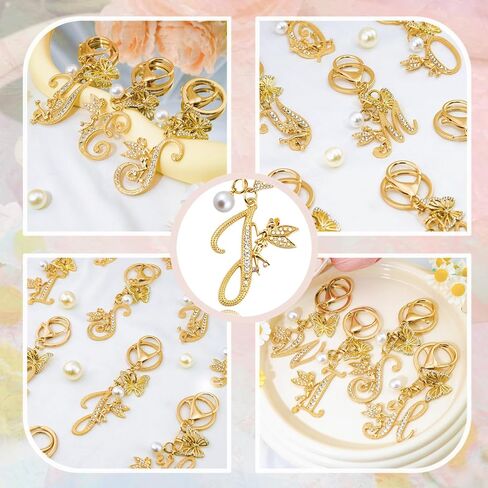Initial Keychain Bag Charm Women Purse Charms for Handbags Accessories Charm for Wallet Butterfly Pendant for Girls in Saudi Arabia