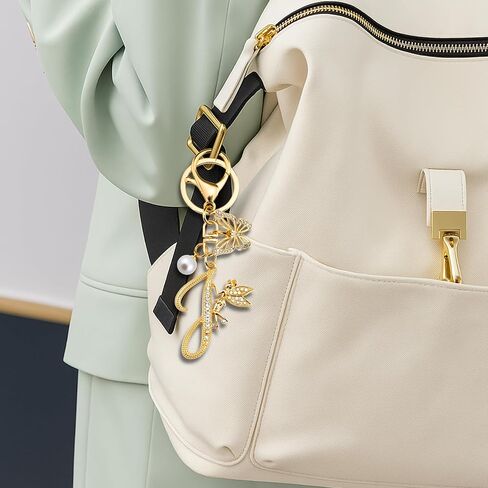 Initial Keychain Bag Charm Women Purse Charms for Handbags Accessories Charm for Wallet Butterfly Pendant for Girls in Saudi Arabia