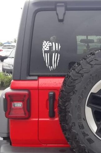 Flag American و Christian Cross Secal Sticker لسيارات Jeep Cars SUVS شاحنات شاحنات Windows Windows Proparikes أجهزة الكمبيوتر المحمولة | أبيض | 7.5 "× 5.0" بوصة. in Kuwait