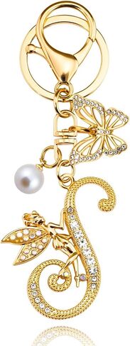 Initial Keychain Bag Charm Women Purse Charms for Handbags Accessories Charm for Wallet Butterfly Pendant for Girls in Saudi Arabia