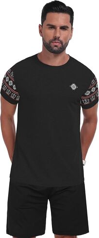 Men's T-Shirts Casual Summer Western Aztec Print Short Sleeve Tops Basic Comfortable Tees Shirts in Kuwait