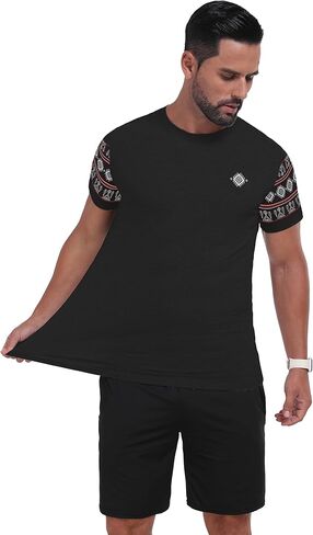 Men's T-Shirts Casual Summer Western Aztec Print Short Sleeve Tops Basic Comfortable Tees Shirts in Kuwait