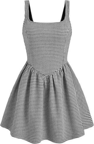 CIDER Mini Dress Houndstooth Tweed Square Neck Sleeveless Short Party Dress Square Neck Mid Waist in Saudi Arabia