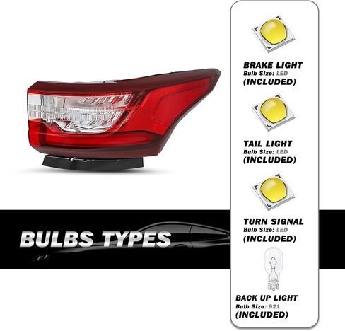 مناسب لعام 2018-2021 Chevy Traverse Tail Taild Assembly Placembling LED الخارجي الخلفي الخلفي OE مصباح ذيل الفرامل المباشر RH (جانب الراكب الأيمن) in Kuwait