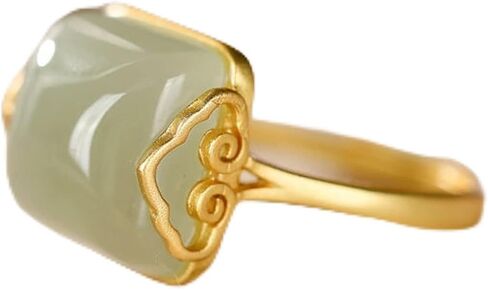 S925 Sterling Silver Xiangyun Hetian Jade Lady Temperament Simple Elegant Retro Open Jade Ring Rings Ring (Main Stone Color : Rings) in Kuwait
