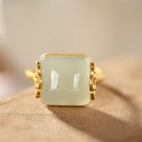S925 Sterling Silver Xiangyun Hetian Jade Lady Temperament Simple Elegant Retro Open Jade Ring Rings Ring (Main Stone Color : Rings) in Kuwait