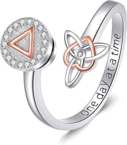 AA Sobriety Ring 925 Sterling Silver Stay Sober Recovery Anxiety Ring Sobriety Gifts for Women in Saudi Arabia