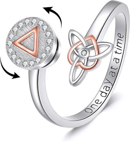 AA Sobriety Ring 925 Sterling Silver Stay Sober Recovery Anxiety Ring Sobriety Gifts for Women in Saudi Arabia