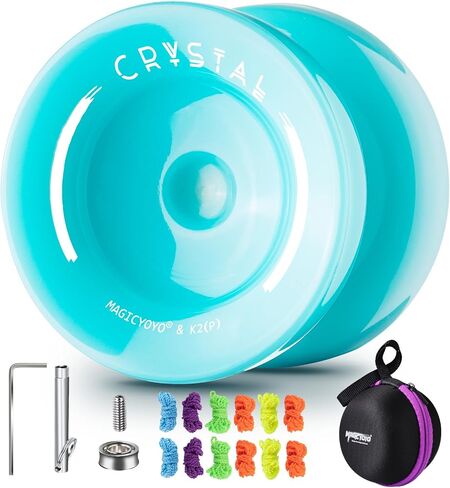 MAGICYOYO K2 Crystal Yoyo for Kids 8-12, Responsive Yoyo Professional for Beginners, Plastic Dual Function Yo Yo with 12 Yoyo Strings, Yo-yos Case Bag + Yoyos Accessory Kit (Black Blue) in Saudi Arabia