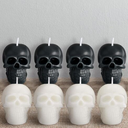 Nuanchu 8 Pcs Halloween Skull Candles Set Vegetable Wax Mini Gothic Candles Gothic Home Decor Vintage Halloween Decorations in Saudi Arabia