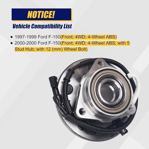 KUSATEC 515010 Front Wheel Bearing and Hub Assembly Compatible with Ford F-150 1997 1998 1999 2000, 5 Lugs W/ABS 4WD 4-Wheel ABS in Saudi Arabia