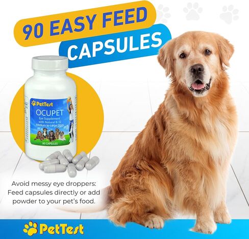Ocupet Advanced Vision & Eye Health ملحق للقطط والكلاب الصغيرة المتوسطة ، معبأة مع B12 الطبيعي ، مستخلص بذور العنب واللوتين لدعم الحيوانات الأليفة مع مرض السكري أو الظروف المرتبطة بالعين-90 كبسولات in Kuwait
