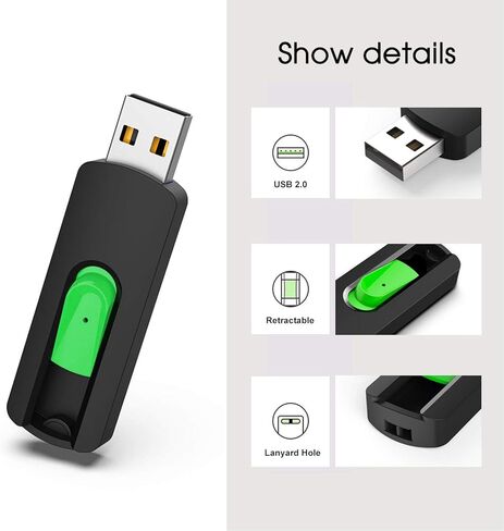 Aiibe 512GB USB 3.0 Flash Drive Thumb Drive USB Drive 512 GB Flash Drive Retractable Jump Drive 512GB for PC Laptop (Green) in Kuwait