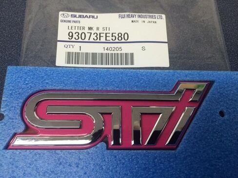 Impreza WRX STi Rear Trunk Emblem Pink and Chrome 93073FE580 Genuine OEM in Saudi Arabia