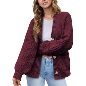 VIMPUNEC Womens Fall Chunky Knit Cardigan Sweaters Casual Button Down Jackets Long Sleeve Oversized Open Front Coats in Kuwait