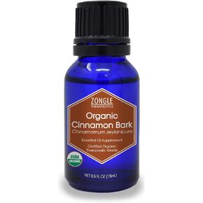 Zongle USDA Certified Organic Cinnamon Bark Essential Oil, Safe to Ingest, Cinnamomum Zeylanicum, 15 ML in Kuwait