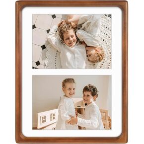 Golden State Art, 5x7 Collage Picture Frame - Solid Wood with Real Glass - Multi Picture Frame for (2) 5x7 Photos or One 8.5x11 Print - Rounded Corner Design - Collage Wall Decor - Brown in Saudi Arabia