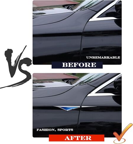2Pcs 3D Car Side Doors Wing Emblem Badge Stickers,Self-Adhesive Zinc Alloy Auto Sport Badges Emblems Exterior Accessories for All Cars Trucks SUV Motorcycles Autobike(Size:red,Color:Silver) in Saudi Arabia