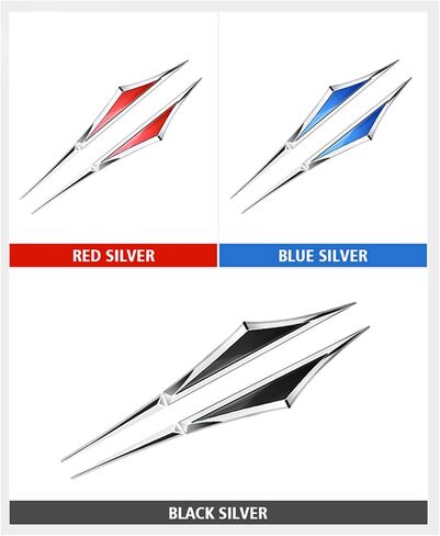 2Pcs 3D Car Side Doors Wing Emblem Badge Stickers,Self-Adhesive Zinc Alloy Auto Sport Badges Emblems Exterior Accessories for All Cars Trucks SUV Motorcycles Autobike(Size:red,Color:Silver) in Saudi Arabia
